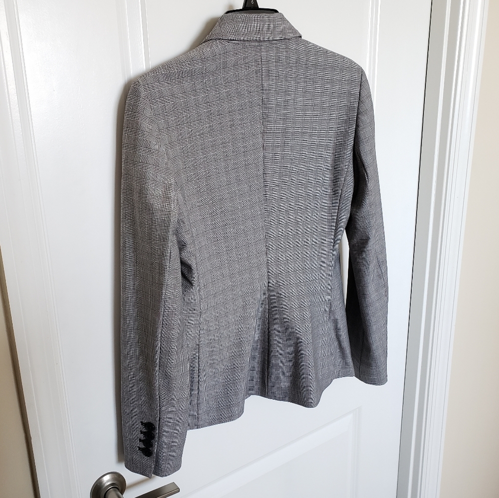 Express Gray Mini-Check Plaid One-Button Blazer - Picture 7 of 10